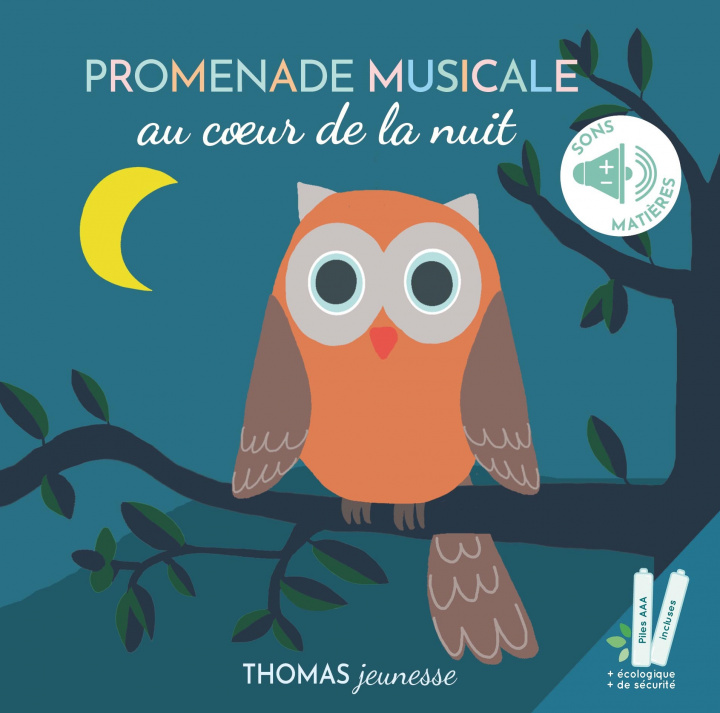Carte Promenade musicale au cœur de la nuit, livre musical à toucher sonore 