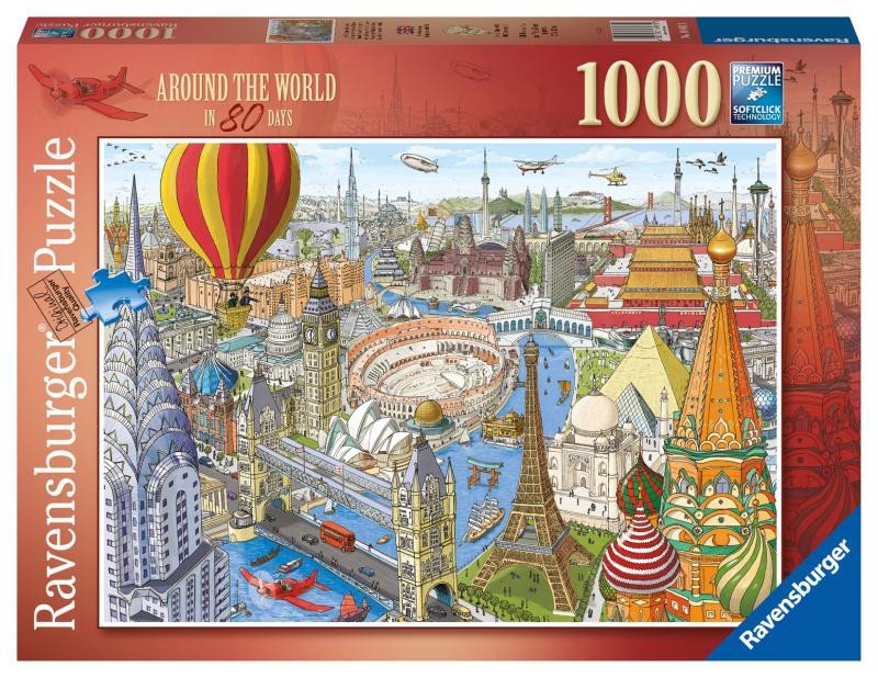 Game/Toy Ravensburger Puzzle - Cesta kolem světa za 80 dní 1000 dílků 