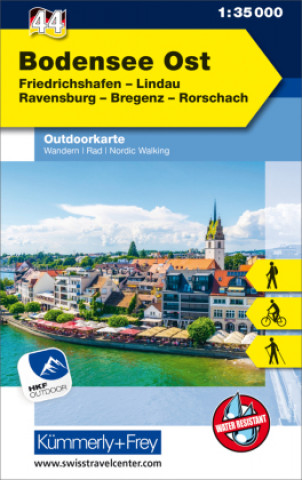 Nyomtatványok Bodensee Ost Nr. 44 Outdoorkarte Deutschland 1:35 000 Hallwag Kümmerly+Frey AG