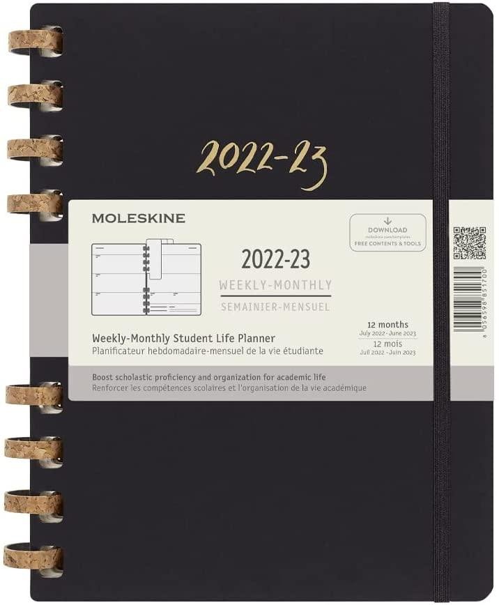Carte Moleskine 12 Monats Studienplaner Mit Spiralbindung 2022/2023 XL,  Wochen-Monatskalender, Hard Cover, Remake Midnight 