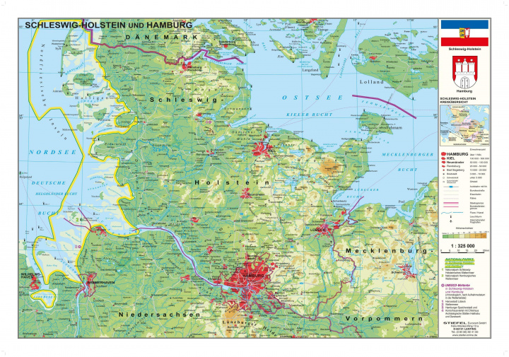 Materiale tipărite Schleswig-Holstein und Hamburg physisch 1:325 000 