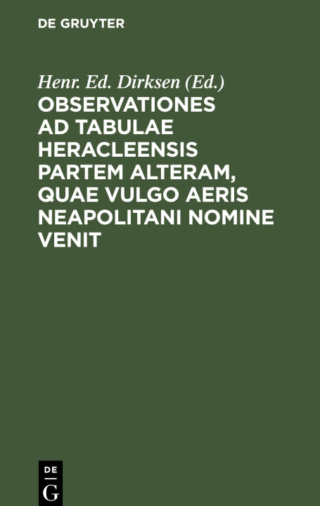 Książka Observationes ad tabulae Heracleensis partem alteram, quae vulgo aeris Neapolitani nomine venit 