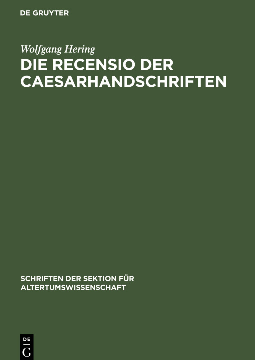 Knjiga Recensio der Caesarhandschriften Wolfgang Hering