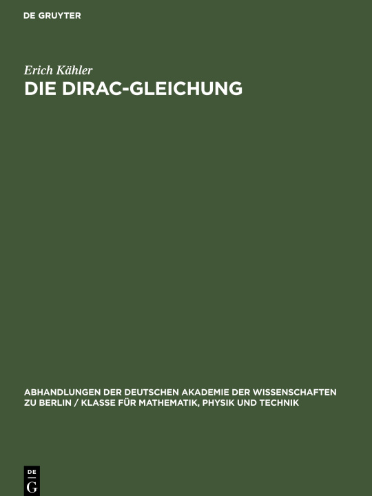 Knjiga Dirac-Gleichung Erich Kähler