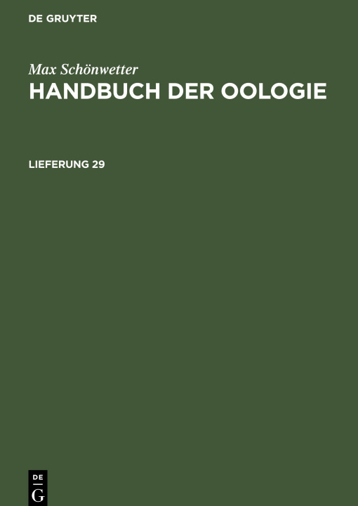 Kniha Handbuch der Oologie 