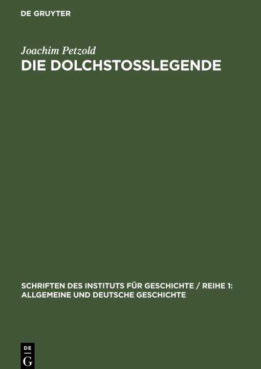 Knjiga Dolchstosslegende Joachim Petzold