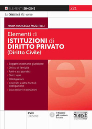 Книга Elementi di istituzioni di diritto privato (diritto civile) Maria Francesca Mazzitelli