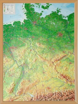 Tiskovina Deutschland, Reliefkarte 1:1.2.000.000 mit Naturholzrahmen André Markgraf