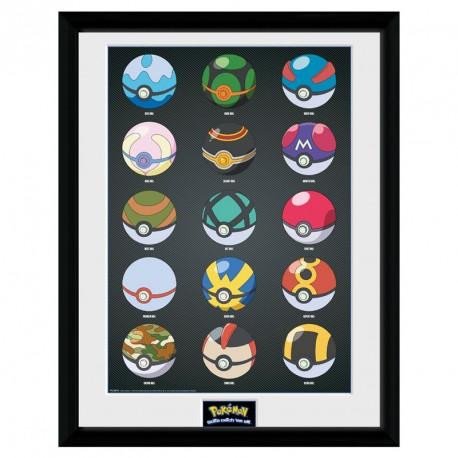 Carte Pokémon Zarámovaný plakát - Pokéballs 