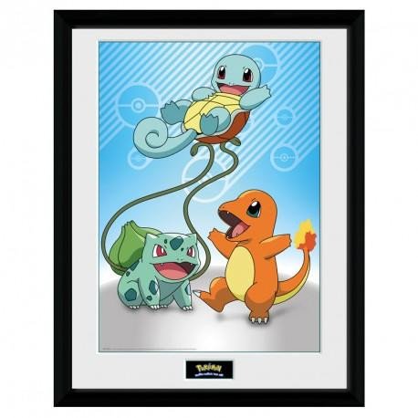 Carte Pokémon Zarámovaný plakát - Kanto Starters 