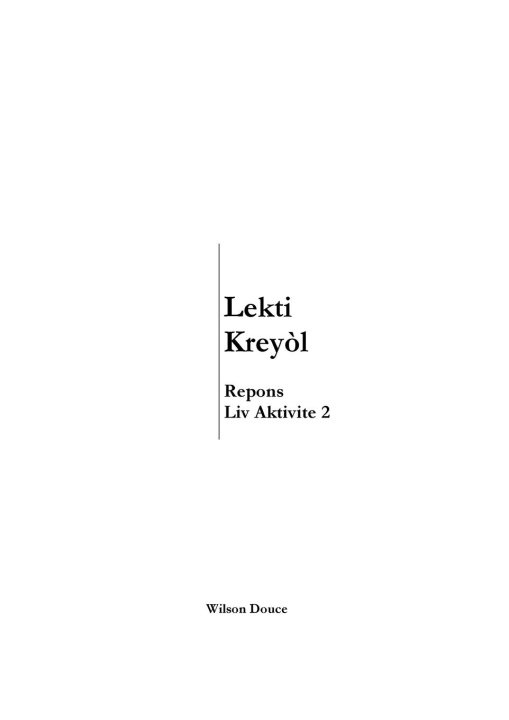Kniha Lekti Kreyol Repons Liv Aktivite 2 