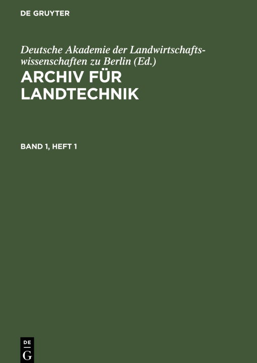 Carte Archiv fur Landtechnik 