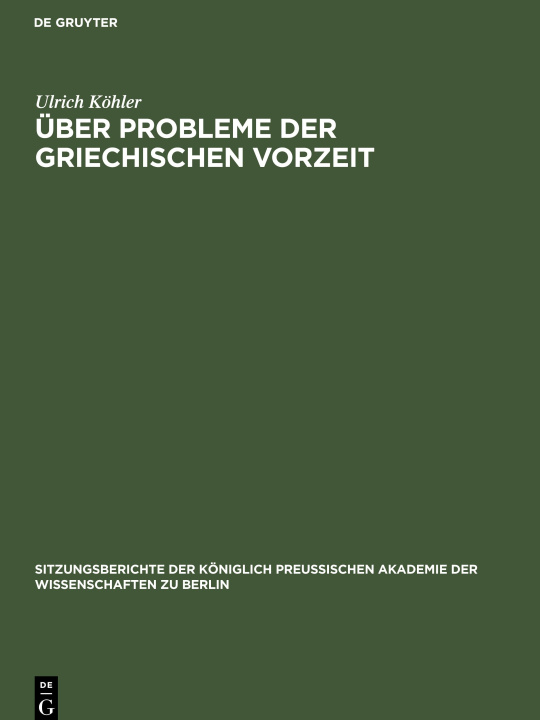 Buch UEber Probleme der griechischen Vorzeit 