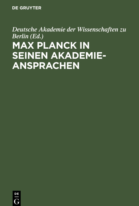 Knjiga Max Planck in seinen Akademie-Ansprachen No Contributor