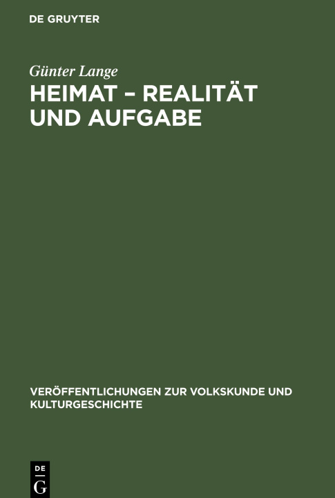 Boek Heimat - Realitat und Aufgabe Günter Lange
