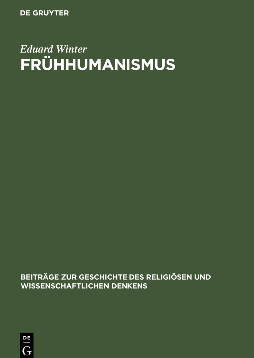 Book Fruhhumanismus Eduard Winter