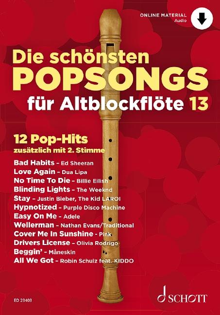 Książka Die schönsten Popsongs für Alt-Blockflöte Band 13 