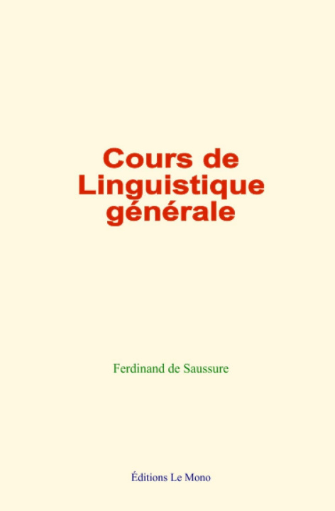 Book Cours de linguistique générale De Saussure