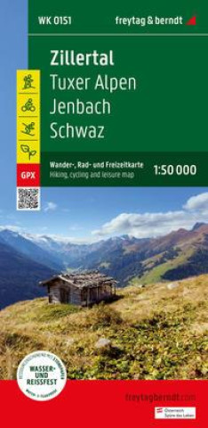 Tlačovina Zillertal, Wander-, Rad- und Freizeitkarte 1:50.000, freytag & berndt, WK 151 