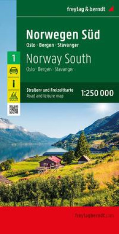 Tiskovina Norwegen Süd, Straßen- und Freizeitkarte 1:250.000, freytag & berndt 