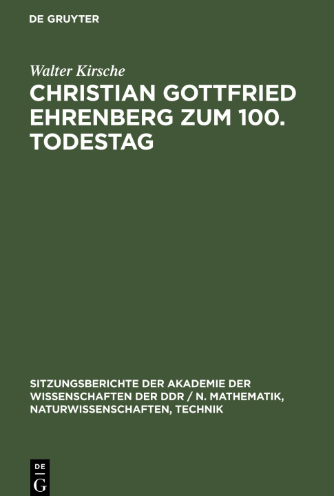 Kniha Christian Gottfried Ehrenberg zum 100. Todestag 