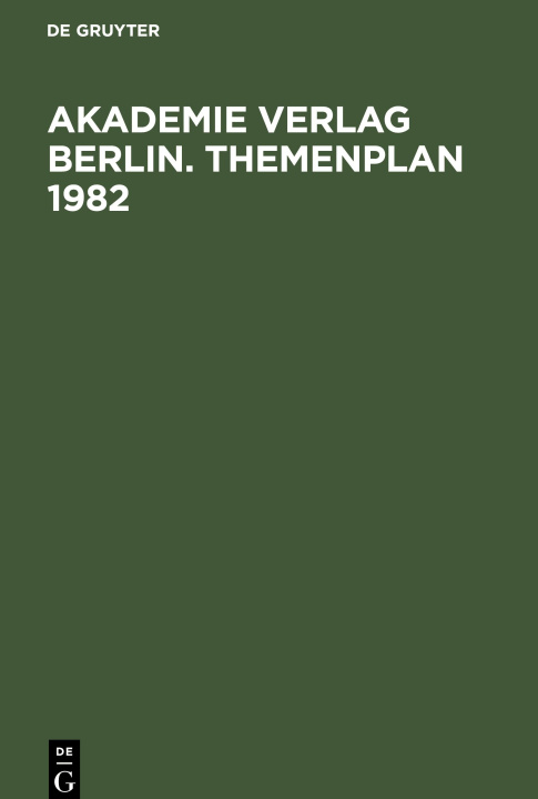 Könyv Akademie Verlag Berlin. Themenplan 1982 