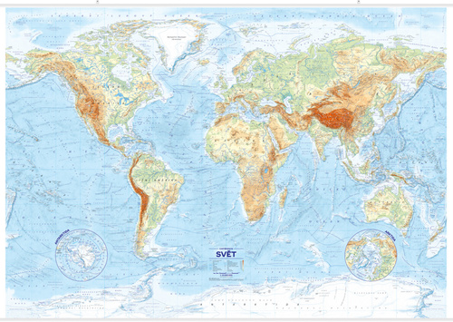 Nyomtatványok Svět Nástěnná mapa reliéfy a povrch 