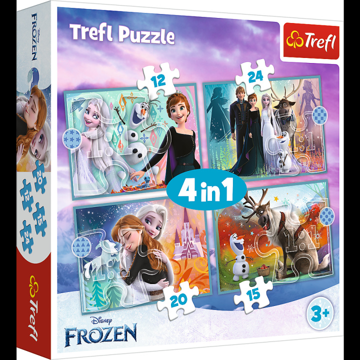 Játék Puzzle Ledové království: Úžasný svět 4v1 (12,15,20,24 dílků) 