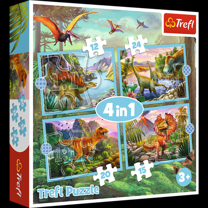 Joc / Jucărie Puzzle Jedineční dinosauři 4v1 (12,15,20,24 dílků) 