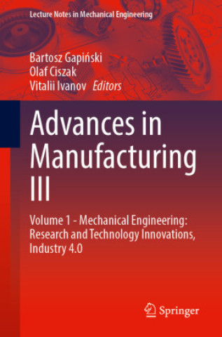 Book Advances in Manufacturing III Bartosz Gapinski