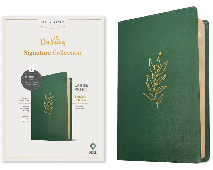 Carte NLT Large Print Thinline Reference Bible, Filament Enabled Edition (Red Letter, Leatherlike, Evergreen): Dayspring Signature Collection 