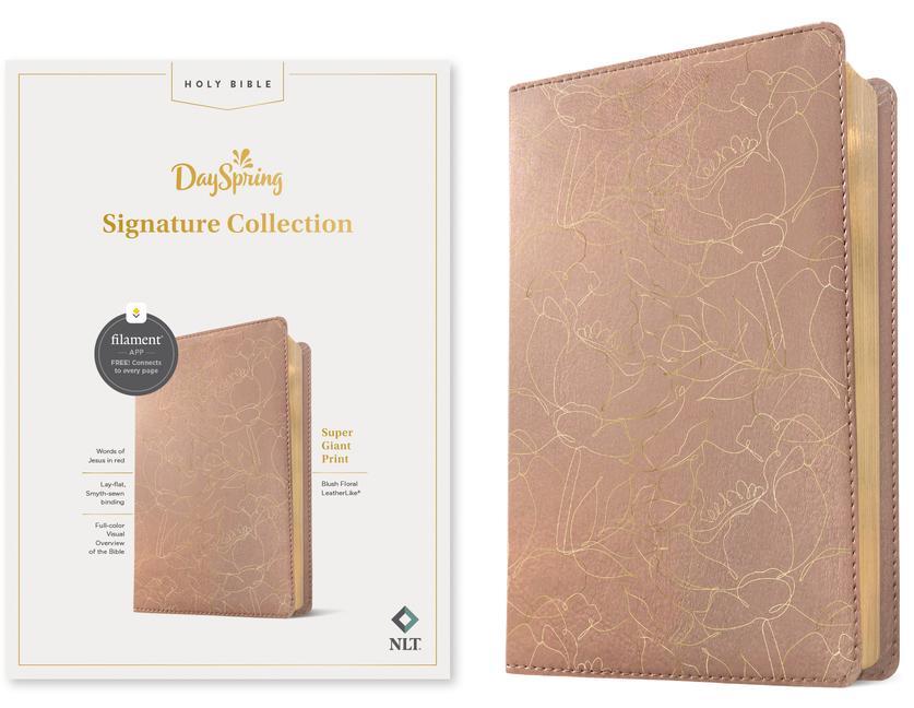 Libro NLT Super Giant Print Bible, Filament Enabled Edition (Red Letter, Leatherlike, Blush Floral): Dayspring Signature Collection 