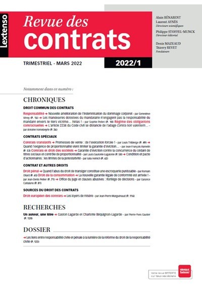 Könyv Revue des Contrats N°1-2022 collegium
