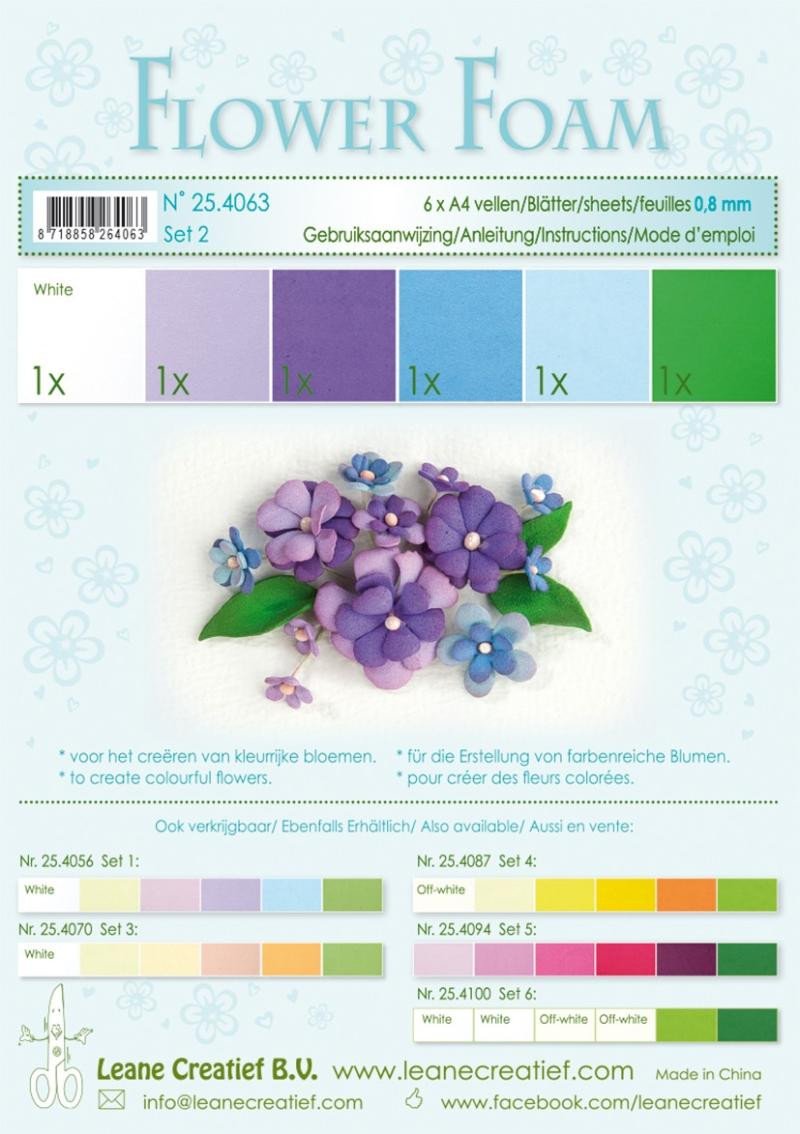 Könyv Flower Foam Speciální pěnová guma A4 - modrofialové barvy 6 ks 