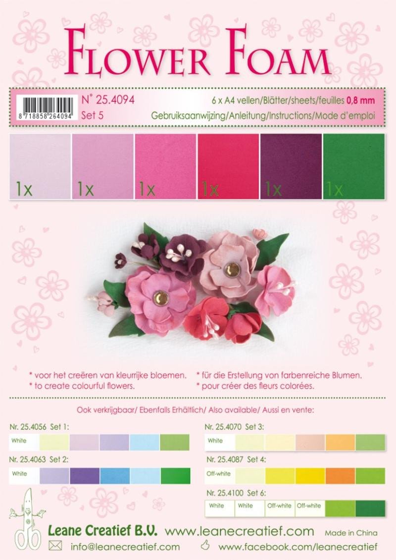 Könyv Flower Foam Speciální pěnová guma A4 - červenorůžové barvy 6 ks 