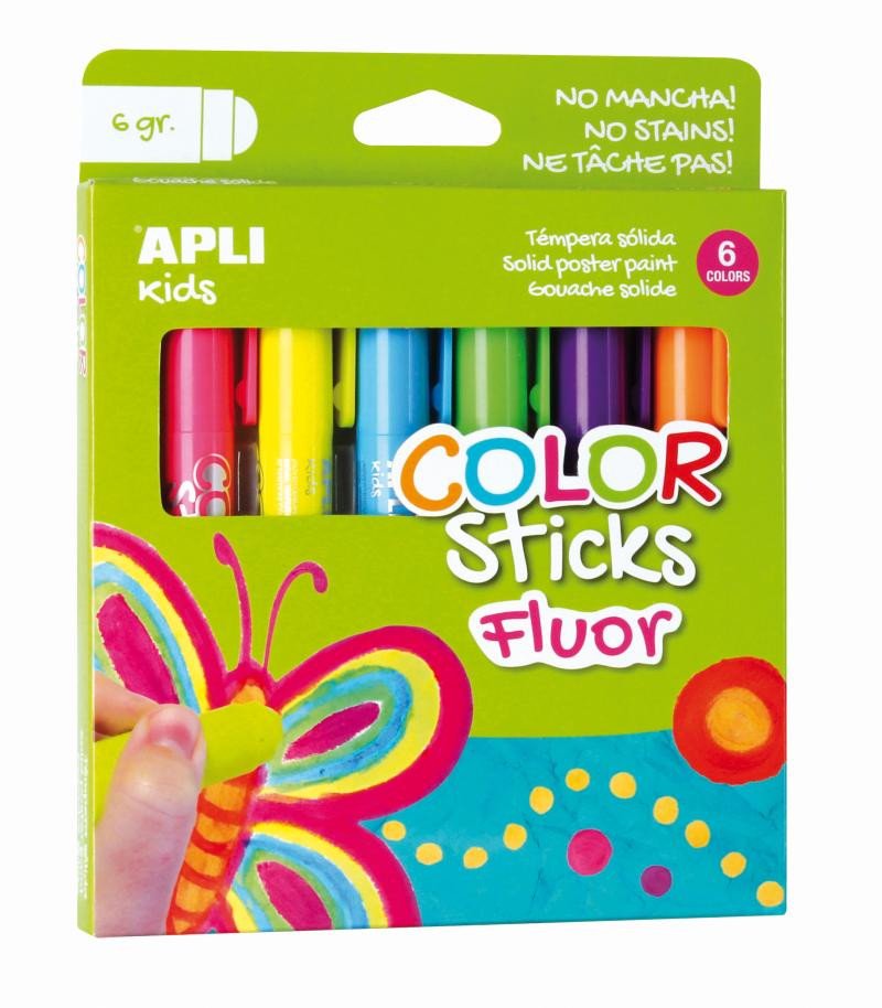 Papírszerek temperové barvy suché, 6 neonových barev 