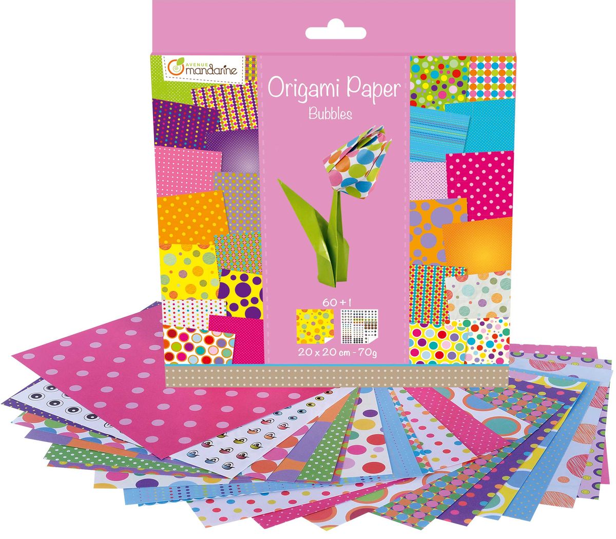 Carte Papier origami 20x20 cm Bubbles 60 arkuszy 