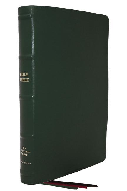 Book NKJV, Thinline Reference Bible, Large Print, Premium Goatskin Leather, Green, Premier Collection, Red Letter, Comfort Print 