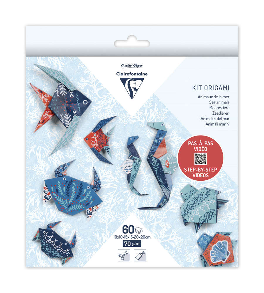 Knjiga Papier origami KIT Zwierzęta morskie 3 formaty 60 arkuszy 