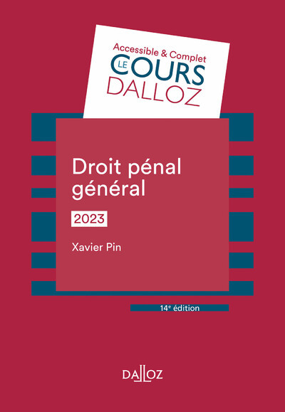 Könyv Droit pénal général 2023. 14e éd. Xavier Pin