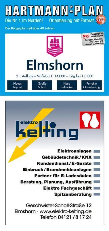 Prasa HARTMANN-PLAN Elmshorn, 1:14.000, Stadtplan 