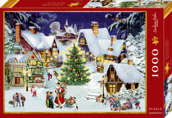Játék Weihnacht im Dorf, Puzzle 1000 Teile Barbara Behr
