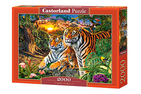 Kniha Puzzle 2000 Rodzina tygrysów C-200825-2 