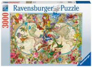 Játék Ravensburger Puzzle 17117 Weltkarte mit Schmetterlingen 3000 Teile Puzzle 