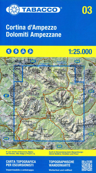 Prasa Cortina d'Ampezzo e Dolomiti Ampezzane 1:25 000 