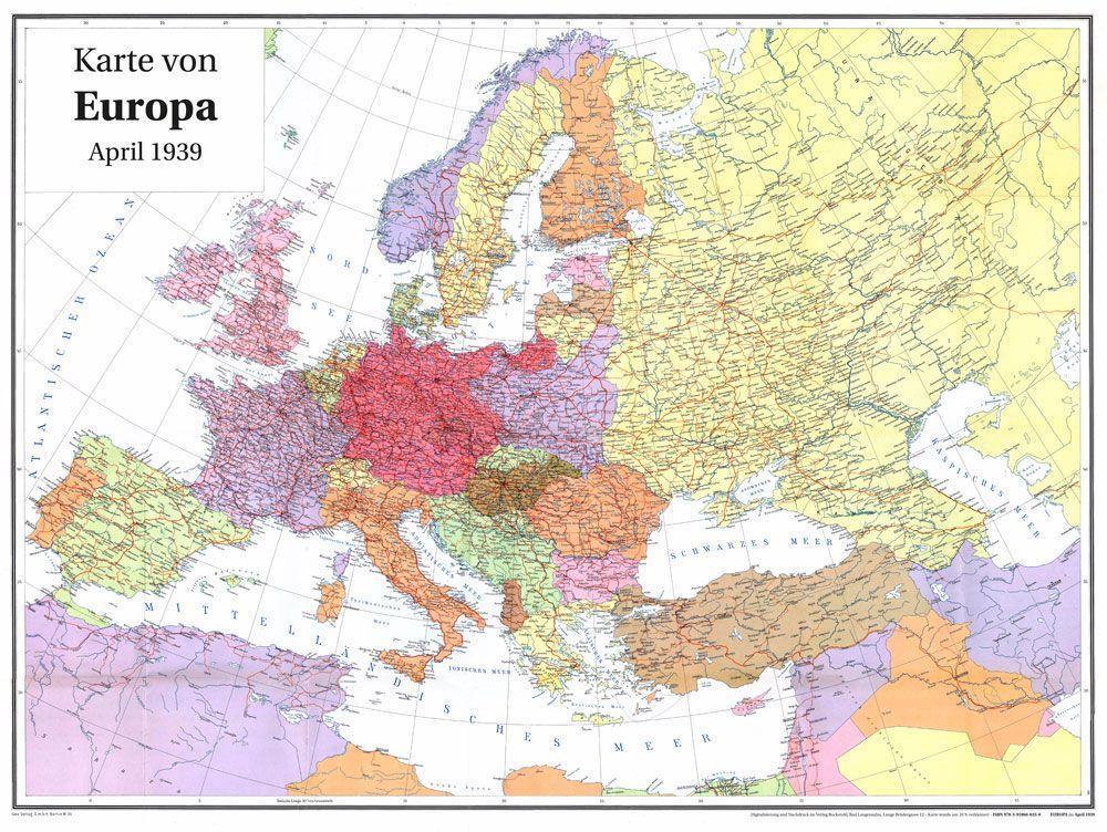 Tiskovina Historische Karte: EUROPA im April 1939 (gerollt) 