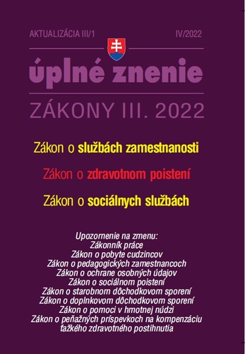 Kniha Aktualizácia III/1 2022 – Služby zamestnanosti, Zdravotné poistenie 