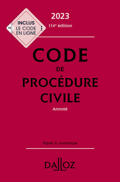 Carte Code de procédure civile 2023 114ed - Annoté collegium