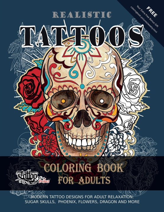 Kniha Realistic Tattoos Coloring Book for Adults 