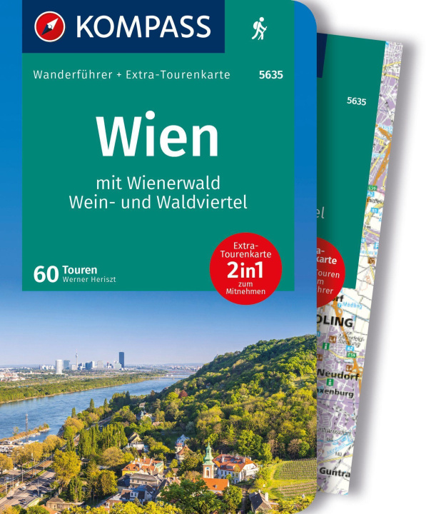 Carte KOMPASS Wanderführer Wien mit Wienerwald, Wein- und Waldviertel, 60 Touren 